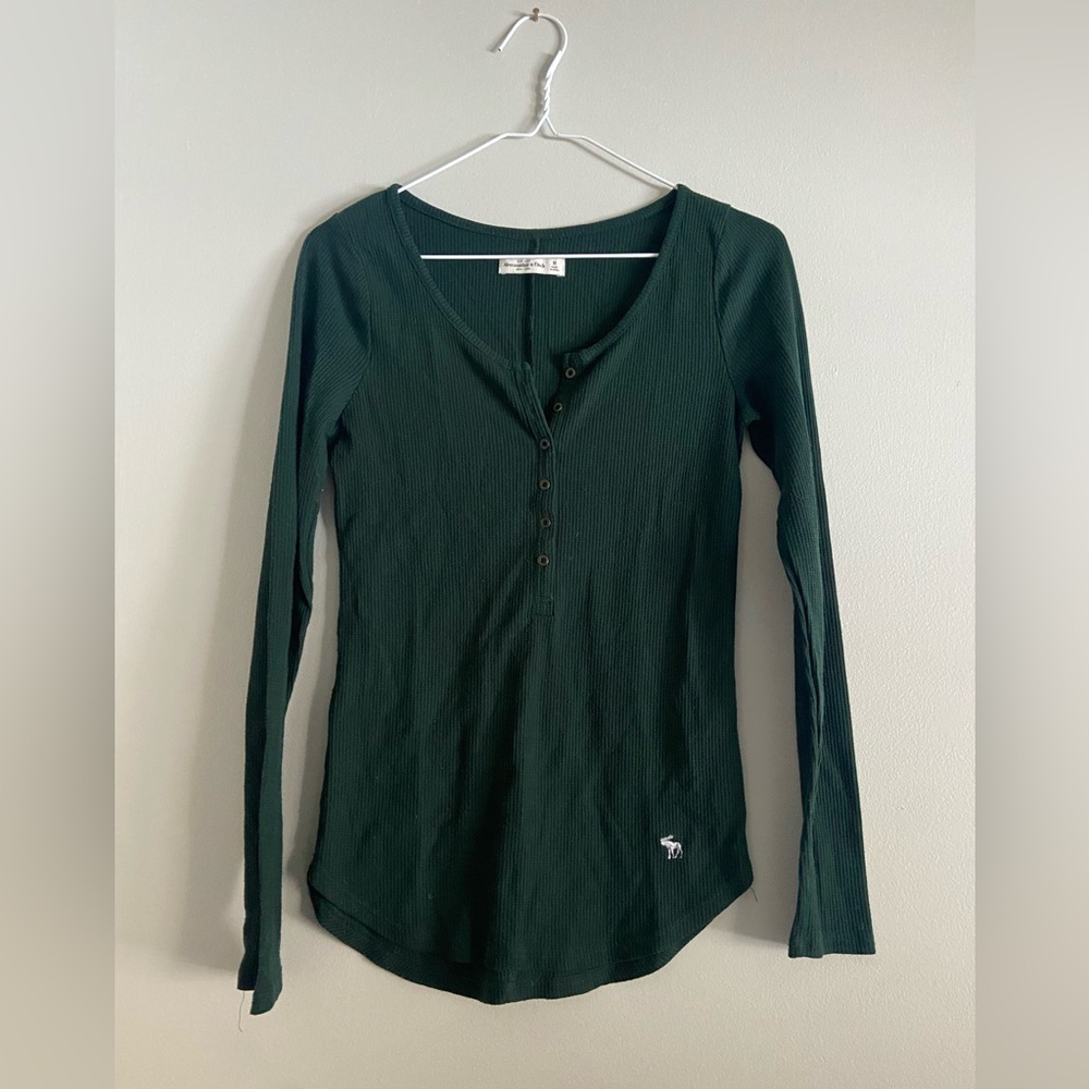 Abercrombie & Fitch Green Waffle Tee long sleeve (M)